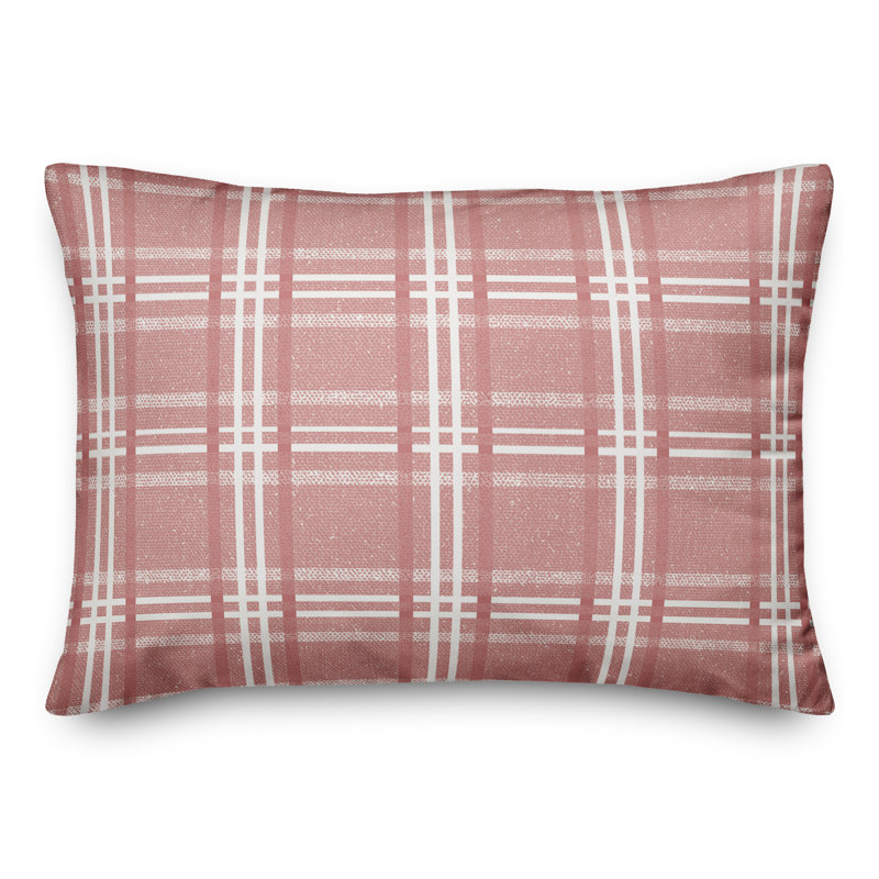 Busy Plaid 18 Outdoor Rectangular Pillow Cover & Insert, Pink