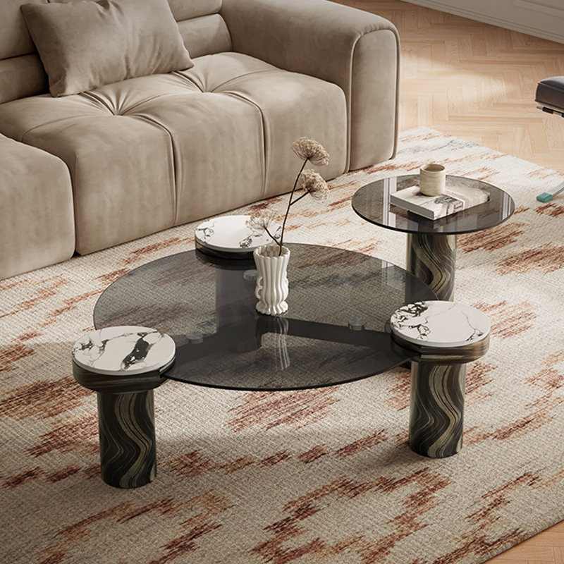 Table à thé ronde en verre de style moderne