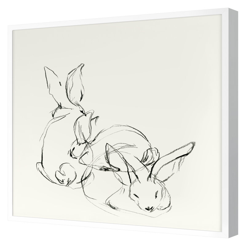 Bunny Group 2 Print by Katie Todaro, 20" H x 20" W, White Framed
