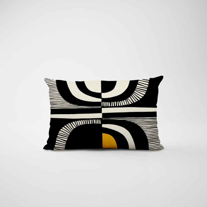Chamu Polyester/Polyester Blend Lumbar Rectangular Indoor/Outdoor Pillow Cover & Insert, 14"H x 20"W, Yellow