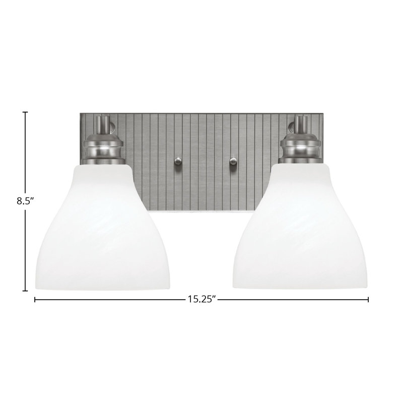Éclairage pour meuble-lavabo à 2 lumières Jarka, Blanc, Nickel brossé