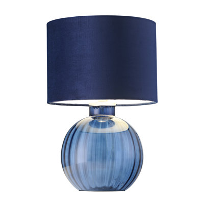 Mitzi Contemporary Ribbed Glass Table Lamp with Velvet Fabric Shade
