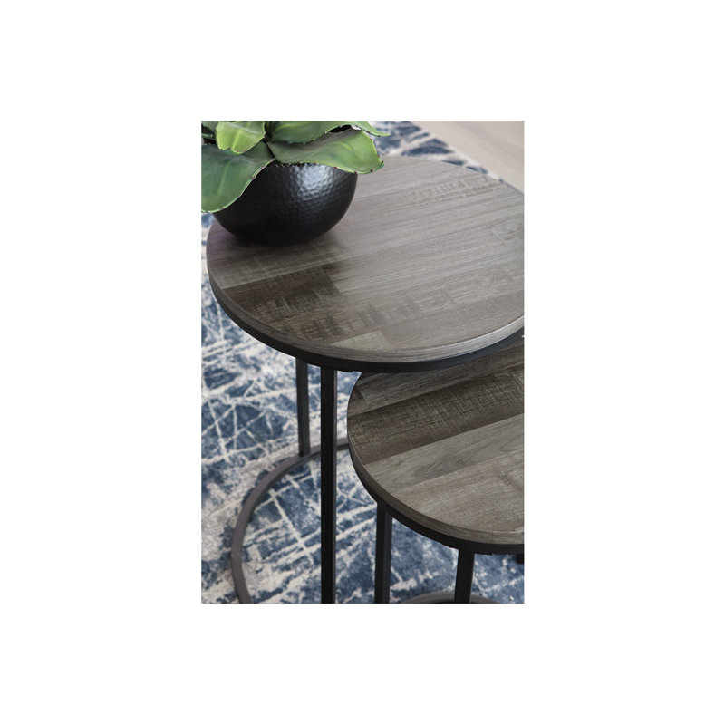 Ensemble de 2 tables d'appoint Damaje, H 23 po x l 18 po x P 18 po, Gris