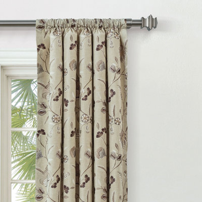 Promenade Embroidered Curtain Panel In Stone