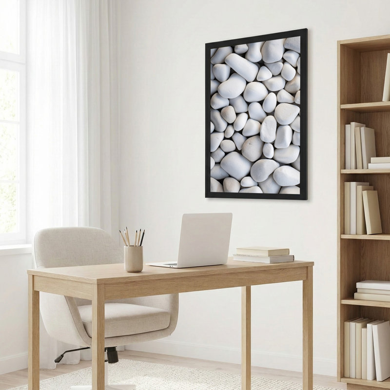 «White Smooth River Stones Close Up Texture», art mural sur toile, 30"H x 20"W