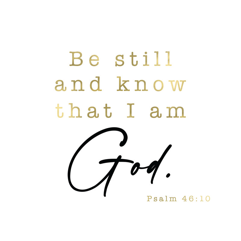 «Be Still and Know» par Inconnu, Papier avec cadre unique doré, H 20 po x l 20 po, Blanc