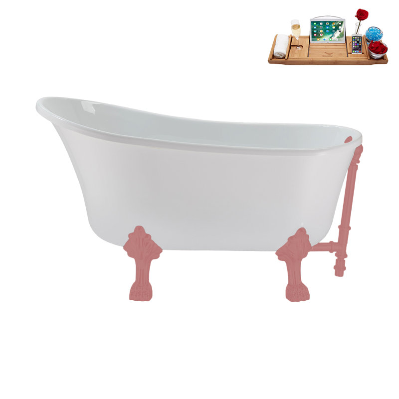 51.2'' x 25.6'' Soaking Acrylic Bathtub, Matte Pink, Matte Pink