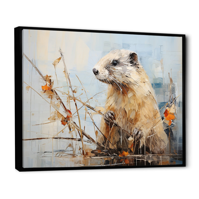 Minimalisme, castor brun I sur toile, H 24 po x l 32 po x P 1 po, Cadre flottant noir