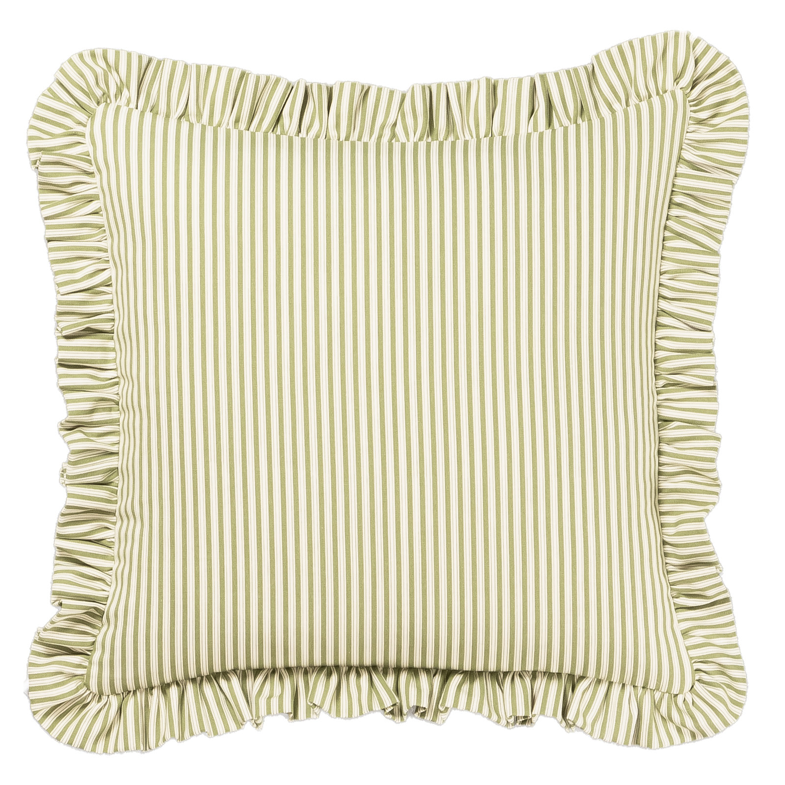 Birch Lane Polo Stripe Ruffled Accent Pillow, Green, Polyester
