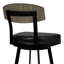 Tabouret de bar de 30 po de hauteur au fini noir mat avec similicuir noir et noyer gris