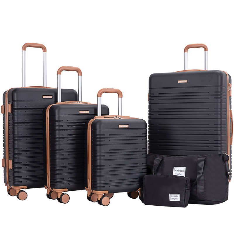 Ensemble de 6 valises, valise rigide de voyage en ABS avec serrure TSA