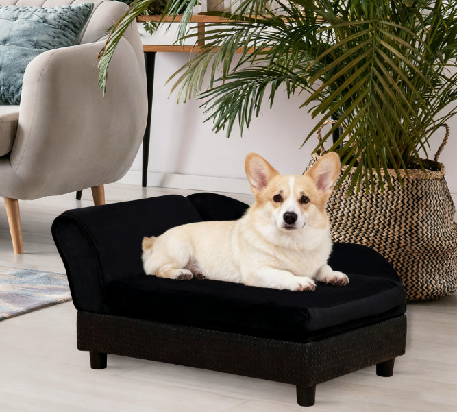 Canapé pour chien avec rangement pour animaux de compagnie, H 16,9 po x l 29,9 po x P 17,7 po, Brun