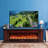Walnut Solid Wood TV Cabinet Heating Fireplace-117792807