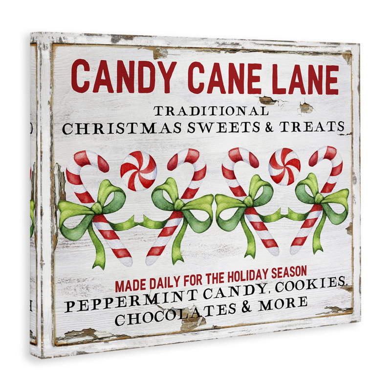 «Candy Cane Lane», art mural sur toile par Creatif Belle, H 16 po x l 20 po