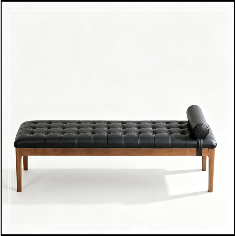 Fauteuil rembourré avec appui-tête et siège capitonné, Noir