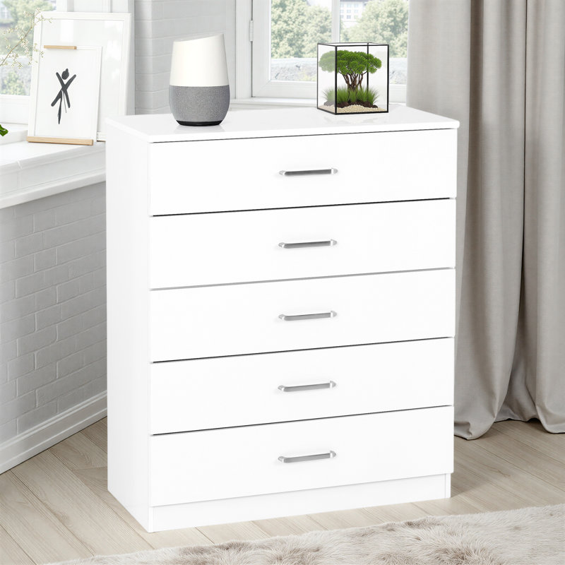 Sumrah 75cm W 5 - Drawer Chest of Drawers, White