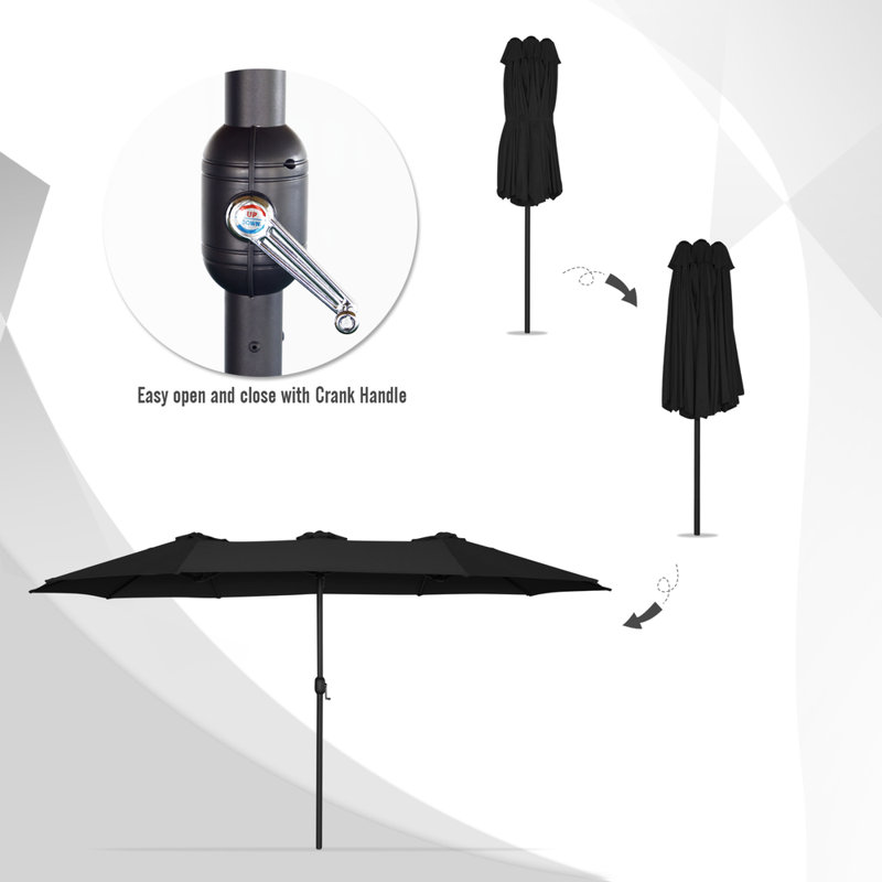 Parasol de marché rectangulaire Crosspointe 180', Noir