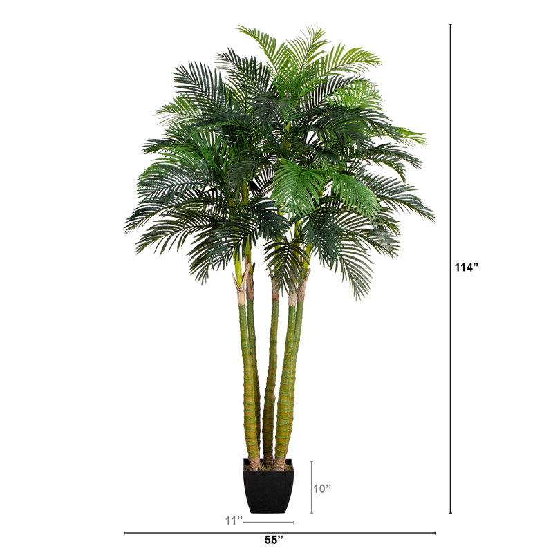 9.5ft Tall Green Plastic Potted Palm Floor Plant