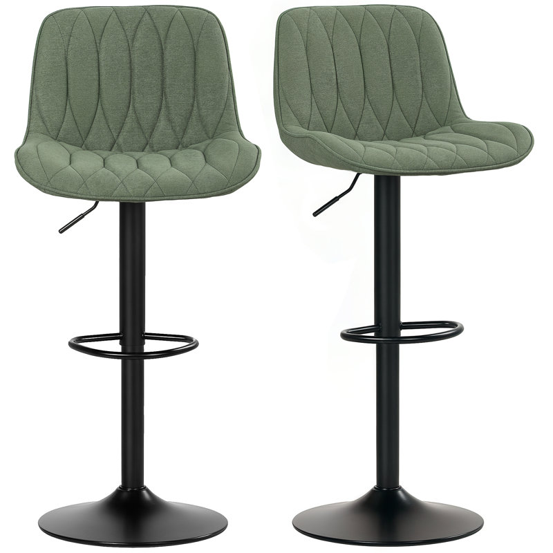 Swivel Upholstered Adjustable Height Counter Stool with Metal Frame, Green