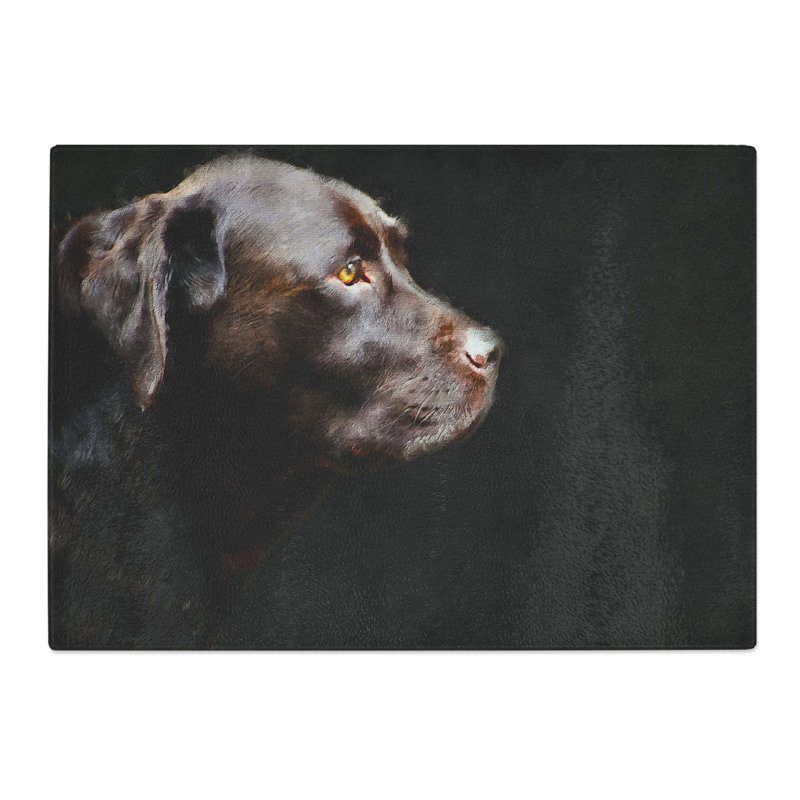 Chocolate Labrador Dog Painting Chopping Board, 0.4cm H x 28.5cm W x 39cm L