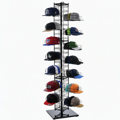 79" H X 18" W – Black Multi-Purpose Floorstanding Hat Rack Display For 336 Caps
