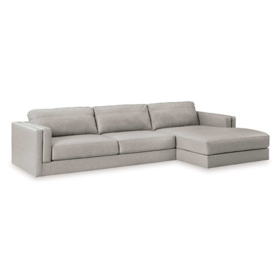 Amiata Glacier Leather 2pc RAF Chaise Sectional