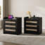Ashvir Rattan 3-Drawer Nightstand With Built-In Outlets-496270850
