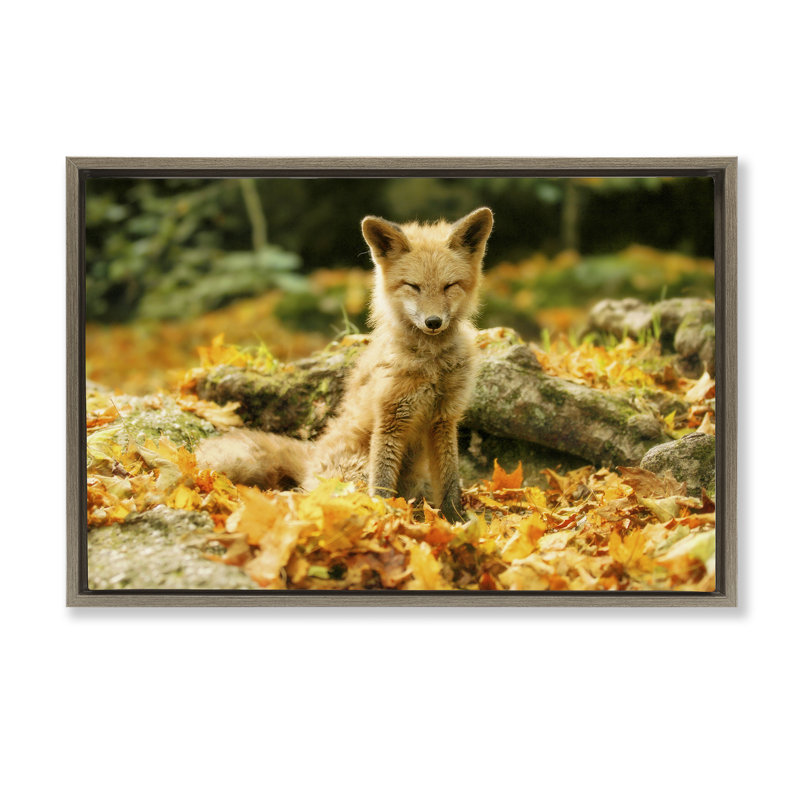 Sleepy Fall Fox in Autumn Cadre flottant, design par Carrie Ann Grippo-Pike, H 21 po x l 31 po