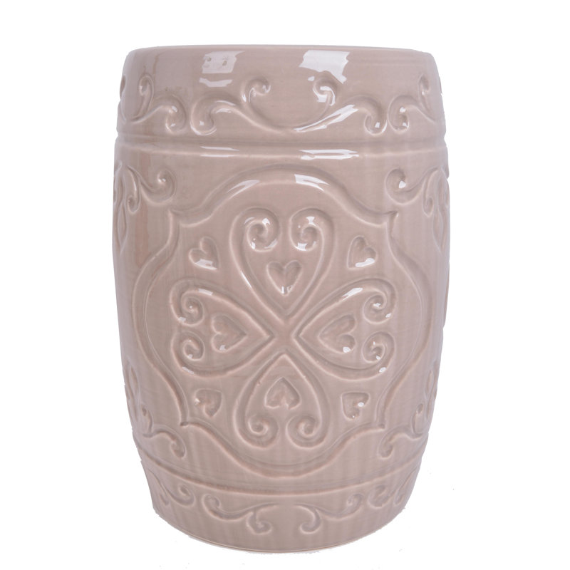 Ceramic Accent Stool, Beige