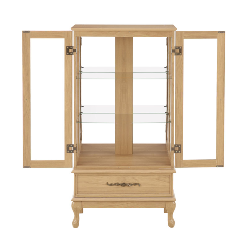 Elegant And Sophisticated Curio Cabinet With Adjustable Glass Shelves, Illuminated Display, And Ample Storage Space