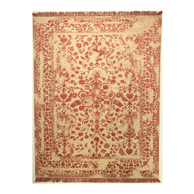 Hand Knotted Oriental Area Rug in Pink