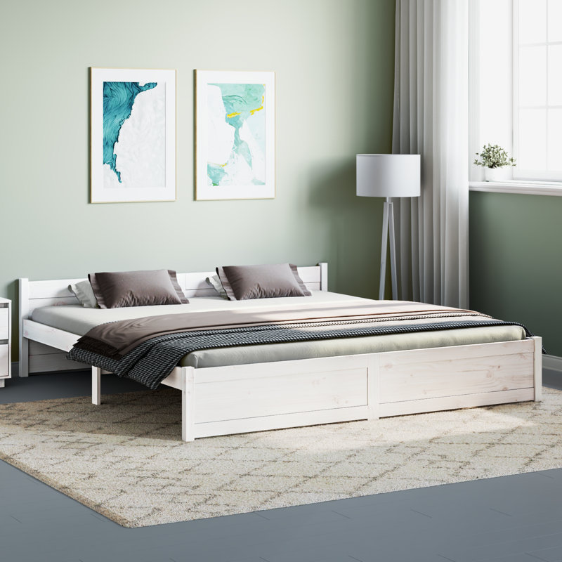 Bed Frame Solid Wood, White, Super King (6')