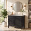 Meuble-lavabo autoportant 36 po en bois aggloméré avec lavabo en céramique blanc, armoire de salle de bain noire avec 2 tiroirs, tablettes de porte réglables et tiroir basculant-130996260-130996266