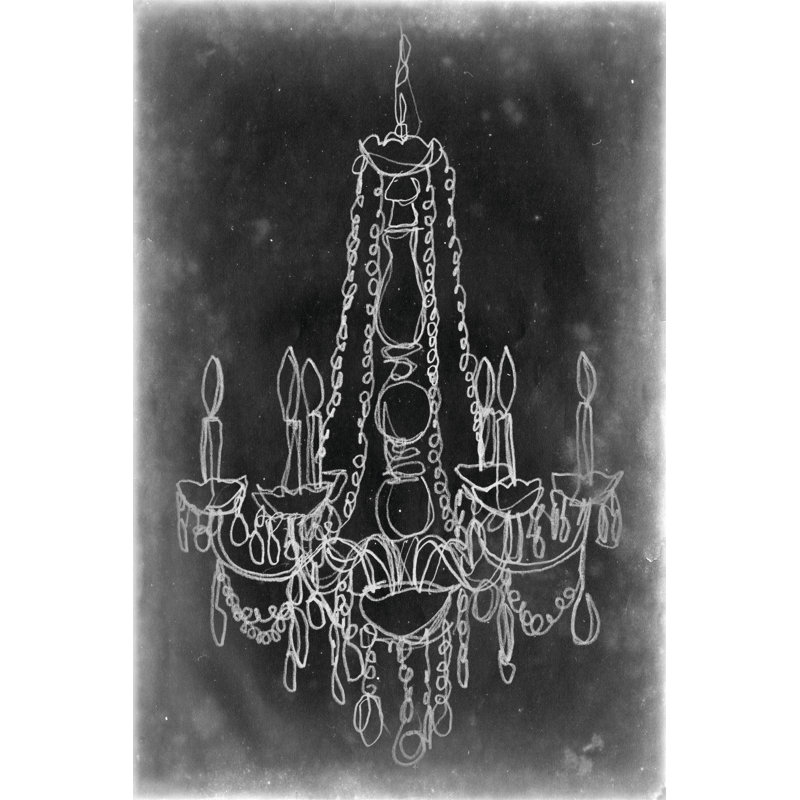 Chalkboard Chandelier Sketch I by Ethan Harper - Wrapped Canvas Print, 46cm H x 30cm W x 3.8cm D