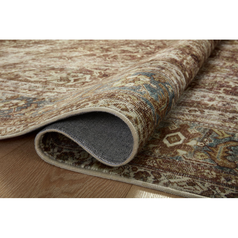 Tapis rouille / lagon lavable à la machine Magnolia Home par Joanna Gaines X Loloi Sinclair, Rectangle 7 pi 6 po x 9 pi 6 po