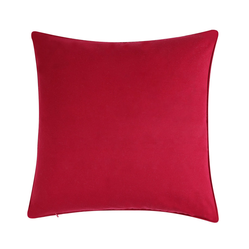 Coussin décoratif de Noël brodé de flocons de neige, Greenland Home Fashions, 45 x 45 cm, rouge