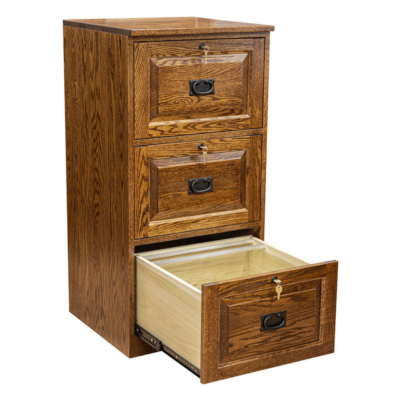 Doory 21'' Wide 3 -Drawer Solid Wood File Cabinet, Cherry
