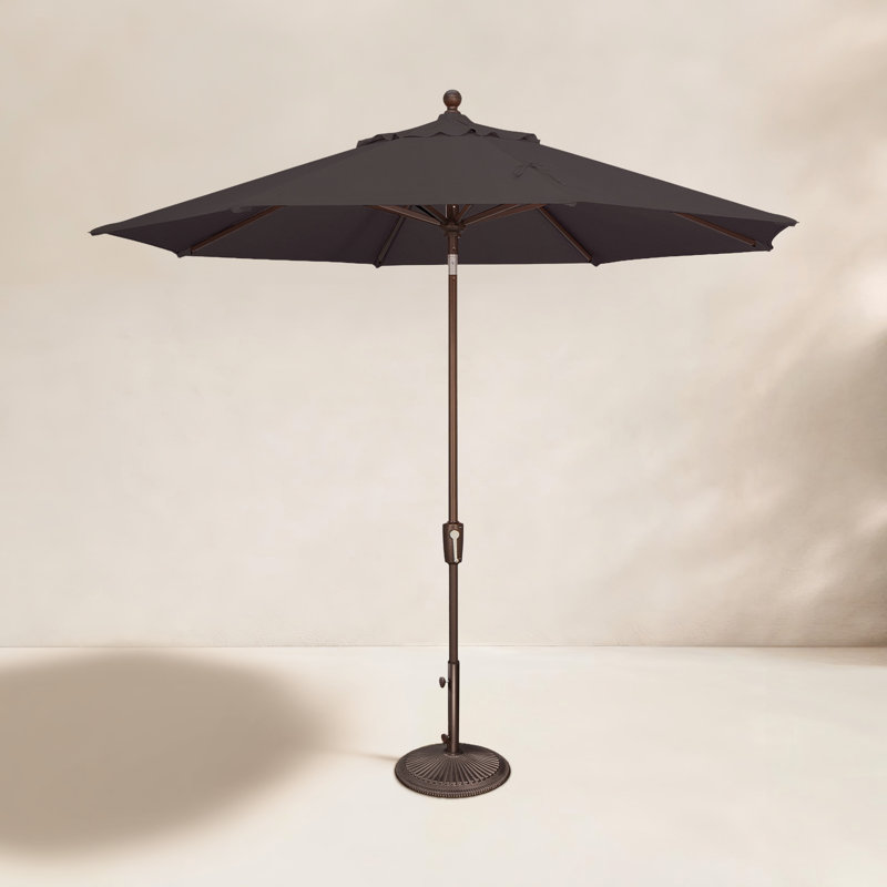 Canela 108'' Market Olefin Umbrella, Bronze, Polyester / Deep Red