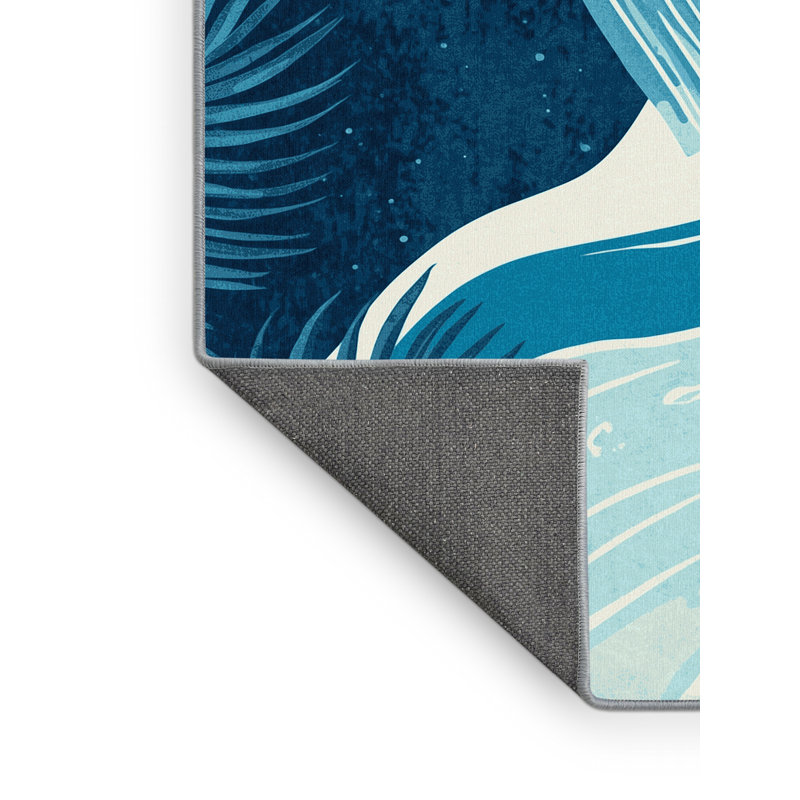 Tapis ombré doux moelleux tropical bleu Kamena - bleu ciel, Carré 7 pi