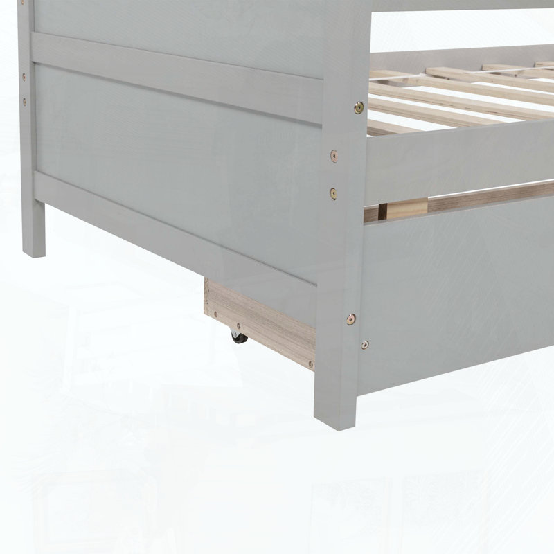 Lit de jour simple avec deux tiroirs de rangement, Gris