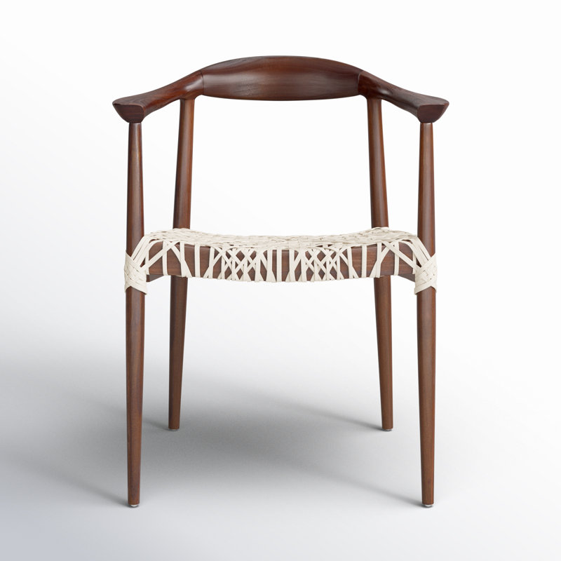 Kazbah Leather Dining Arm Chair, Brown/White