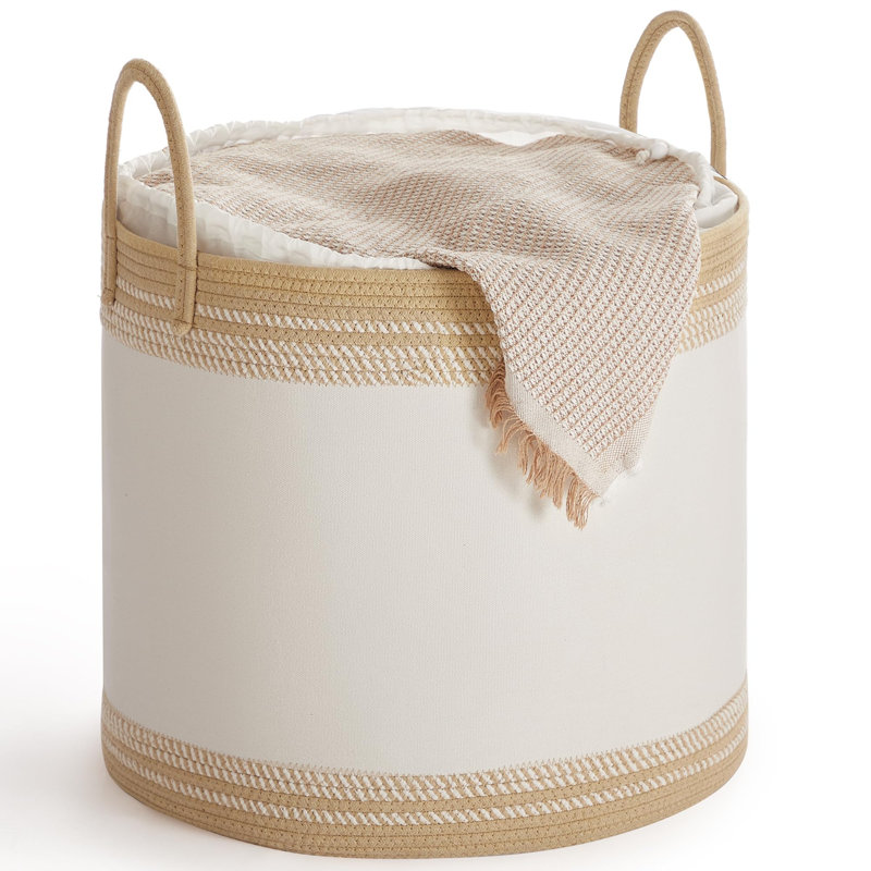 Laundry Hamper 90L, Laundry Basket With Handles, Laundry Bag With Lid, Cotton Rope, Drawstring, For Clothes, Blankets, Living Room, Bedroom, Tan