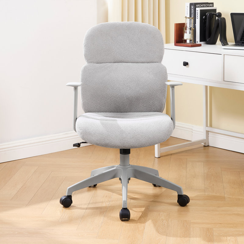 Ergonomic Chenille-Upholstered Home/Office Computer Chair With Swivel & Lift For Commercial Settings, Gray