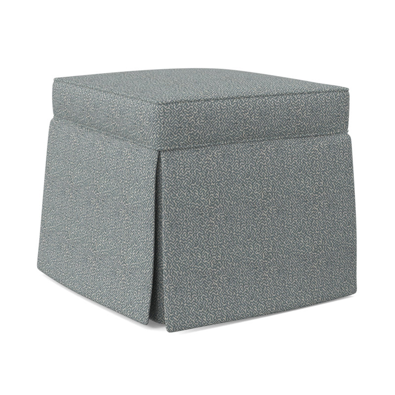 Aria Upholstered Ottoman, Maya Cyan Polyester Blend
