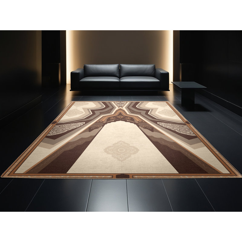 Machine Washable Parez Accra Independence Arch Classic Oriental Rug in Beige – Beige Binding, 3x5