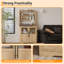 Étagère de boulanger de ferme avec porte en verre et prises de courant - support pour micro-ondes, garde-manger et armoire à café-1901436814