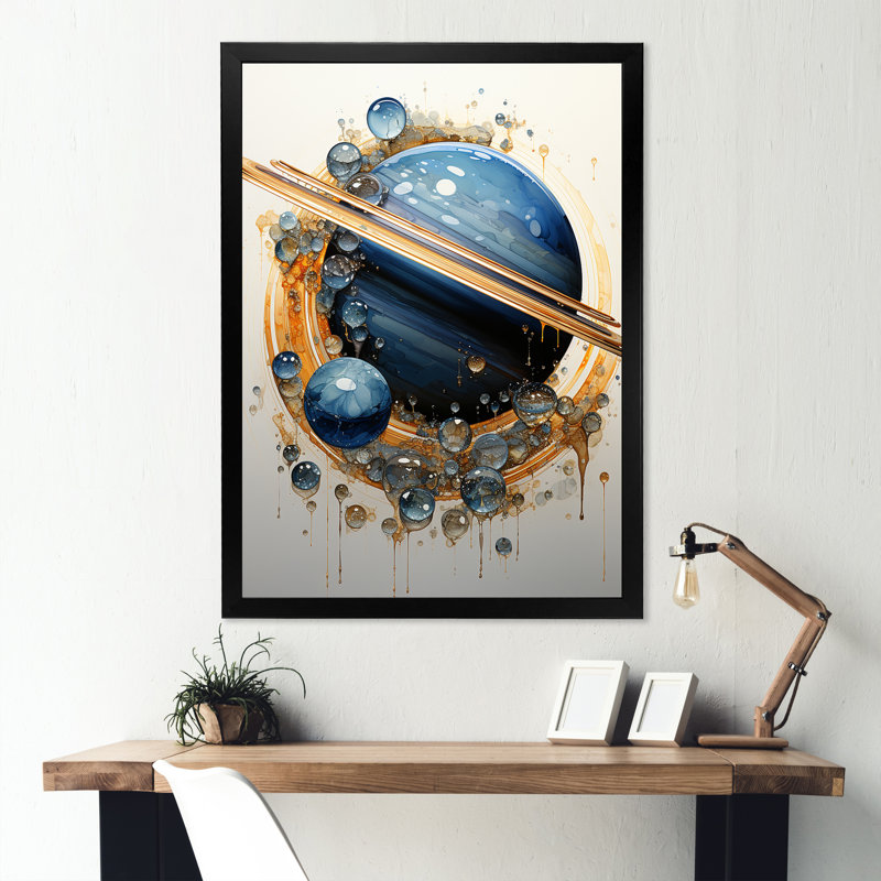Sapphire Saturn Cosmic Wonder sur impression sur toile, H 40 po x l 30 po x P 1,5 po, Cadre noir