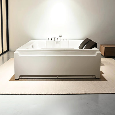 Baignoire à jets pour 2 personnes, longueur 73 po, fonction hydromassage, drain gauche et gauche, construction en acrylique pour baignoire à domicile X 48 po, massage, 8 jets réglables et expérience de construction en acier