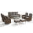 Alakai 7-9 Person Outdoor Wicker Garden Party Conversation Set With Swivel Chairs, Sofa, Ottomans And Tables-509527504