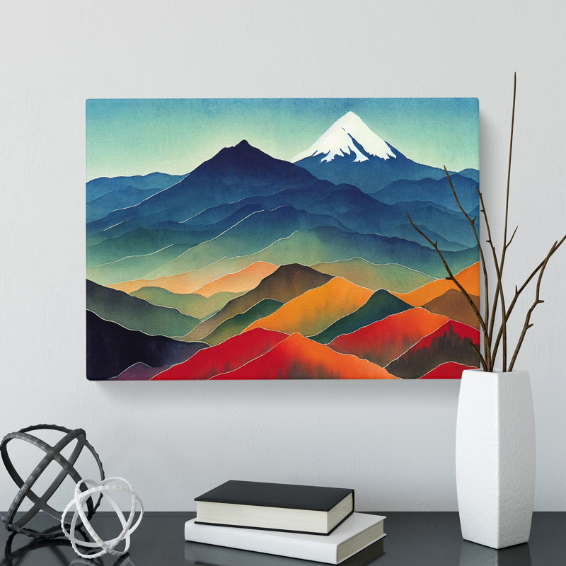 Mountain Landscape Watercolour Vol.5 Abstract - Wrapped Canvas Painting